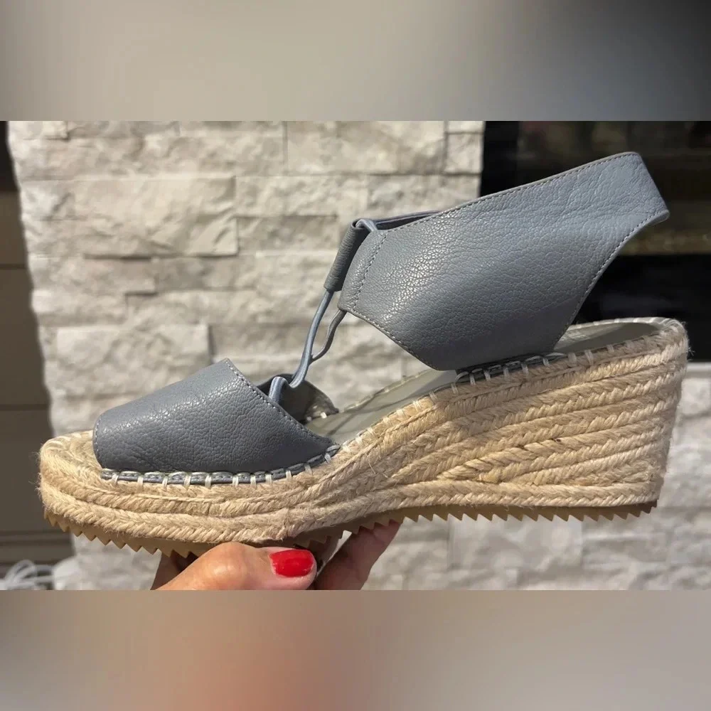 Eileen Fisher espadrilles, gray upper leather, hardly used size 8